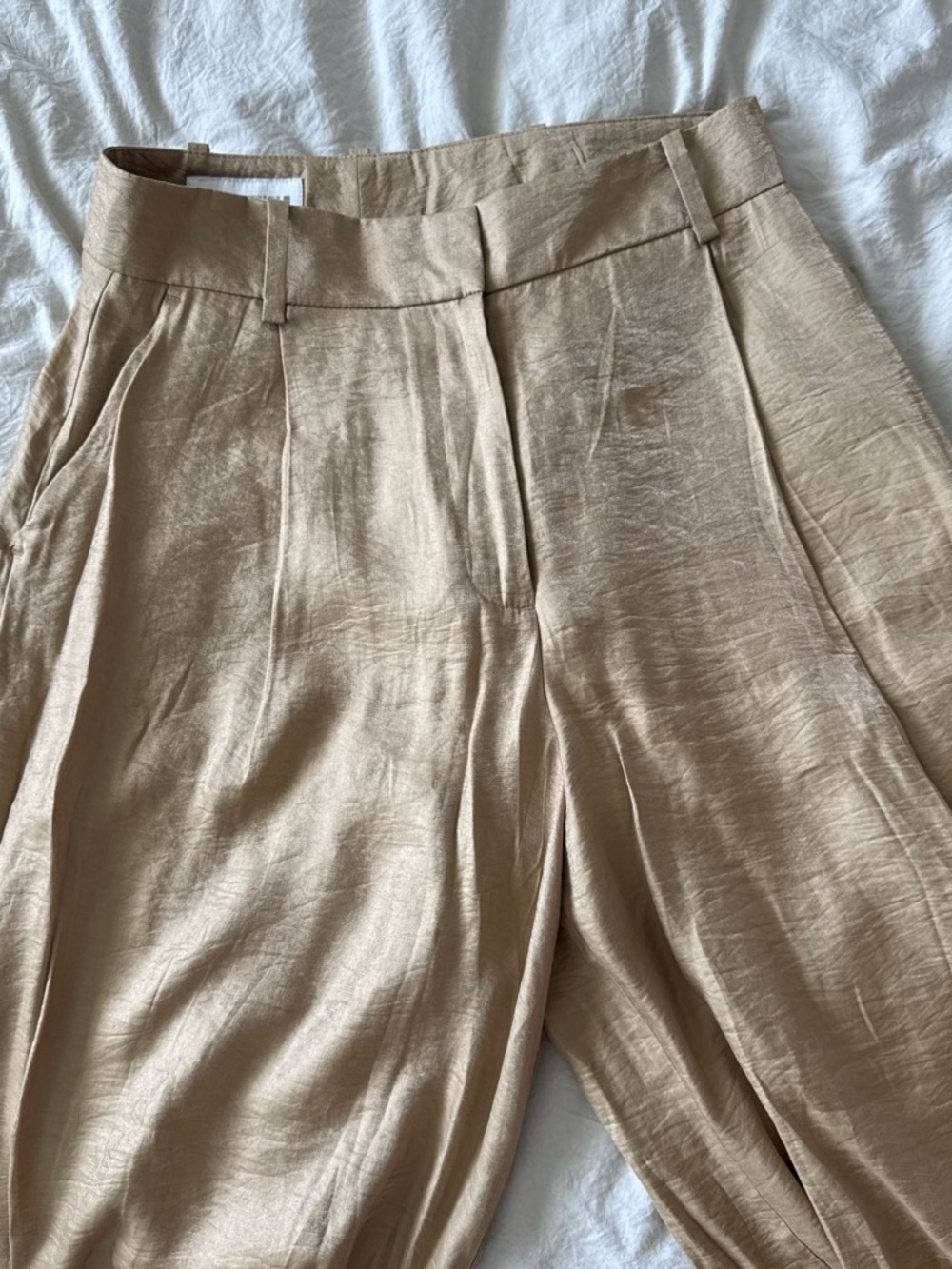Zara gold Pleated High-Rise Wide-Leg Trousers